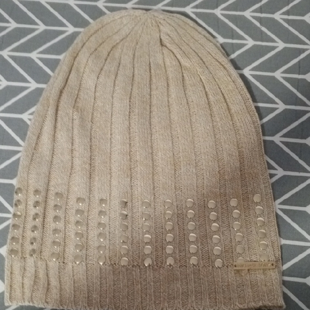 Michael Kors Tan Knit Beanie with Studs